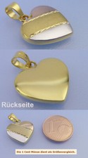Echt 9 Kt 375 GOLD Herz Anhänger Tricolor Weiß-, Rose- und Gelbgold / glänzend