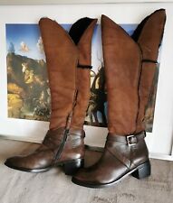 Echt LAMMFELL BUFFALO Stiefel 37 Overknee Lammfell Boots ECHTLEDER Cognac Braun 