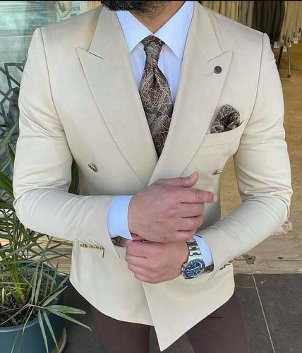 Designer beige zweireiher - beige,