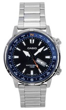 Casio Rotierender Kompassring Edelstahl Schwarzes MTD130D-1A2V 100M Herrenuhr
