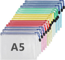 15 Stück Dokumententasche Mit Reißverschluss A5, Wasserdichte Bunte Document 