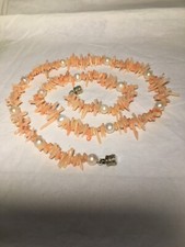 Aparte echte Perlen-Korallenkette Zuchtperlen 52cm lang