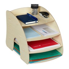 Dokumentenablage Büro Organizer Schreibtisch Ablagesystem 4 Fächer MDF Material