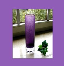 Glas Vase lila/violett/amethyst frosted Struktur 24cm MCM 60s/70s vintage Ingrid
