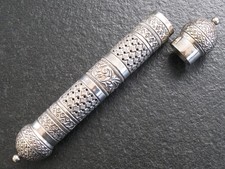 Mesusa Silber 925 Judaica Seltene große Mezuzah Schriftrollen Hülle
