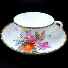 Nymphenburg Porzellan Mokkatasse Serie Welle Gerippt Blumendekor Handgemalt #4