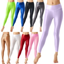 DE Damen ÖL Glanz Strumpfhose Pantyhose Sports Workout Yoga Hose Stretch Pants