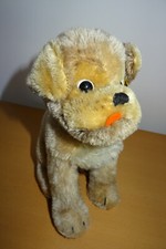 Steiff Hund sitzend Mopsy 4010/22 mit Fahne braun beige Kopf drehbar