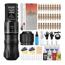 Wireless Tattoo Maschine Set Akku 1800mAh Stippling Modus Nadeln Ink