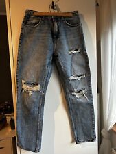 TALLY WEiJL Damen High Waist Mom Jeans mit Rissen und Ausfransungen Gr. 36 Blau