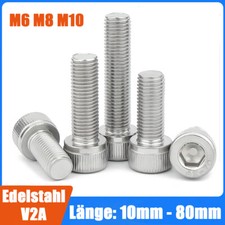 Zylinderschraube Feingewinde DIN 912 Innensechskant Edelstahl A2 V2A M6 M8 M10