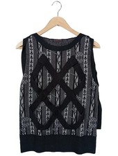 CUSTO Feinstrickpullunder Damen Pullunder Gr. DE 36 hellgrau-schwarz Casual-Look