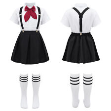 Mädchen Schulmädchen Kostüm Schuluniform Hemd + Rock + Socken Schule Outfits