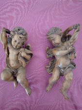 2x Putto Engel Holz geschnitzt