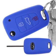 Hyundai / KIA - Auto Schlüssel Silikon Schutz Hülle Blau 3 Tasten Car Key Cover