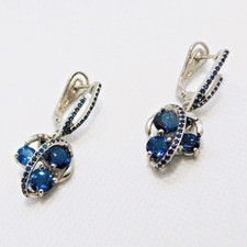 London-Blautopas Cubic Zirkonia Ohrringe 925 Silber 585 Weißgold vergoldet