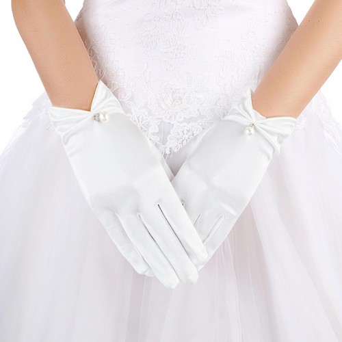 Kurze satin braut handschuhe - kurze,