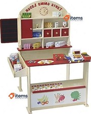 Roba Tante Emma Kinderhändler Mit 100 Zubehörteilen Brett - Rot/Natur