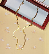 Schlangenkette flach vergoldet Gold Halskette Edelstahl Damen Kette Anhänger Neu