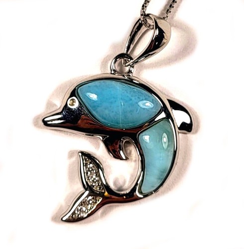 Blau larimar delphin anhänger - larimar,