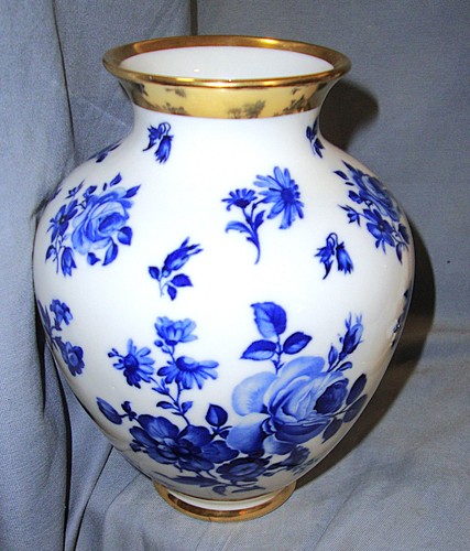 Vase rosendekor kobaltblau - vase, in