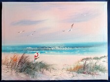 Ölgemälde auf Leinwand - Mädchen am Strand - 40 x 30 cm - signiert