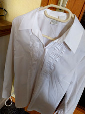 Bluse Damen schneeweiß Brust gefältelt STENAU Gr.40 neu langarm 