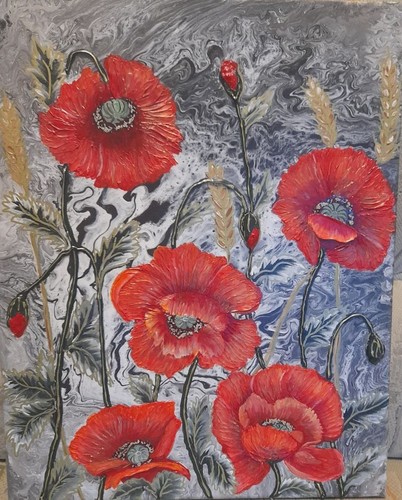 Gemälde mohnblumen akryl - "mohnblumen",,