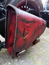 Leder Harley Satteltasche Rot Und Schwarz für Harley Davidson FAT BOY