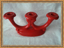 roter Kerzenständer für 3 Kerzen,Keramik,unbenutzt, super für Advent + Weihnacht