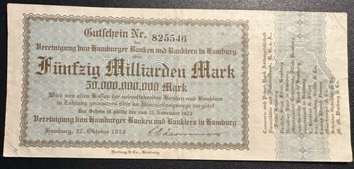 Notgeld hamburg milliarden - 50,