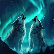 Deko Bild Heulende Wölfe