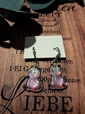 Ohrringe Ohrhänger Schnappverschluss Katze Glitzer Anti Allergen