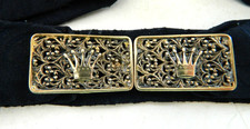 antik Gürtelschnalle Schließe 7,5 x 2 cm Messing 40/50er Jahre