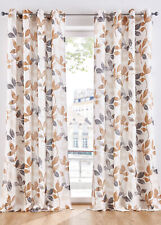 1er Pack Microfaser Vorhang mit Blättermotiv Gr. 3 H/B: 225/135 cm Sand Grau Neu
