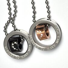 Partnerkette Edelstahl Partner Anhänger Ketten Ringe schwarz gold -farbig P45