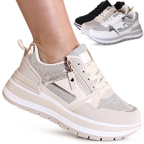 Damen plateau sneaker glitzer - damen,