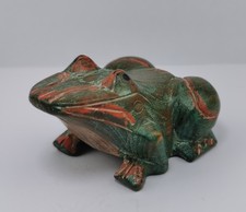 Frosch Kröte Holzfigur Holzschnitzerei bunt bemalt Deko Holzdeko