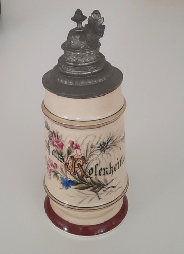 Alter bierkrug mit zinndeckel - alter,