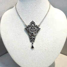 Jugendstil Granat Collier Halskette Granatschmuck antik Sterling Silber 925/-