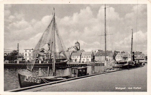 Wolgast hafen gelaufen - ak, am