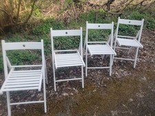 IKEA KLAPPSTUHL WEISS AUS HOLZ - 4 STÜCK ZUSAMMEN STUHL GARTENSTUHL SHABBY CHIC 