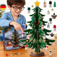 Adventskalender Holz-Weihnachtsbaum 24-Tage-Countdown mit Mini-Ornamenten 2025