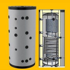 Hygienespeicher Pufferspeicher Frischwasser mit 1 zus. Wärmetauschern 300-1000L