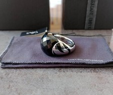 Emporio Armani Ring, Sterling Silber 925 Onyx, Zebra gestreift, UK Ringgröße N 1/2