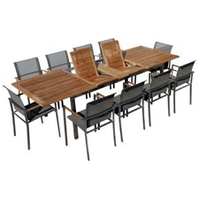 Gartengarnitur Edelstahl Teak