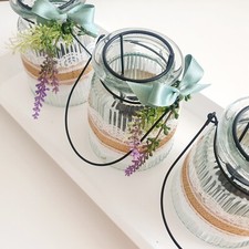 3er Set Glas Windlichter Teelichterhalte Laternen Set französischer Landhausstil