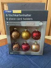 WEIHNACHTEN: TCM 6 Tischkartenhalter  edle Christbaumkugel-Optik, handverziert