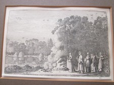 Jan van de Velde, weise & törichte Jungfrauen, antike Altmeister Radierung um 1616