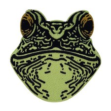 Grüner Frosch Kopf Patch | Tier Aufbügler, Wasserteich Patches, Bügelflicken
